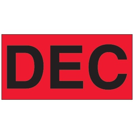 Bsc Preferred 3 x 6'' - ''DEC'' Fluorescent Red Months of the Year Labels BUY00024155